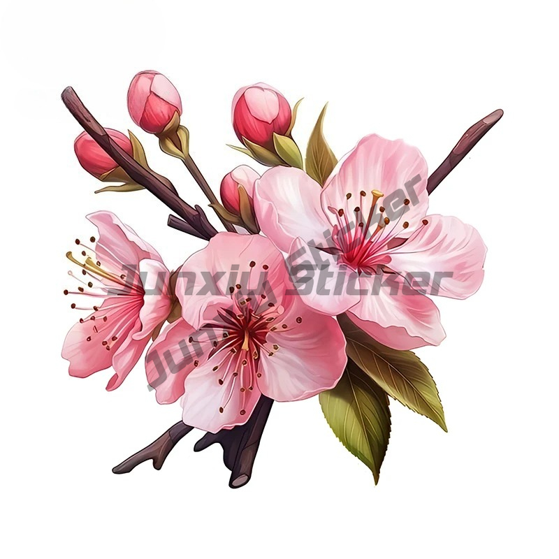 Laptop Accessories Pink - Autocollants artistiques Sakura roses pour voiture,