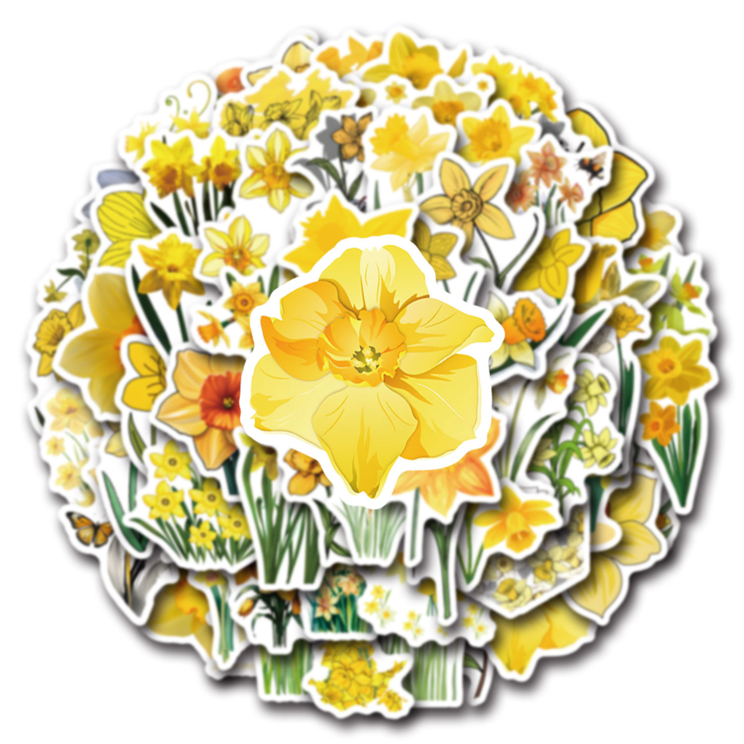 Yellow Laptop Accessories - Autocollant de dessin animé jonquille, 10/30/60