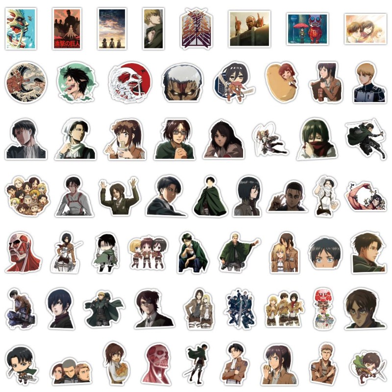 Laptop Accessory - 60 autocollants anime Attack on Titan,