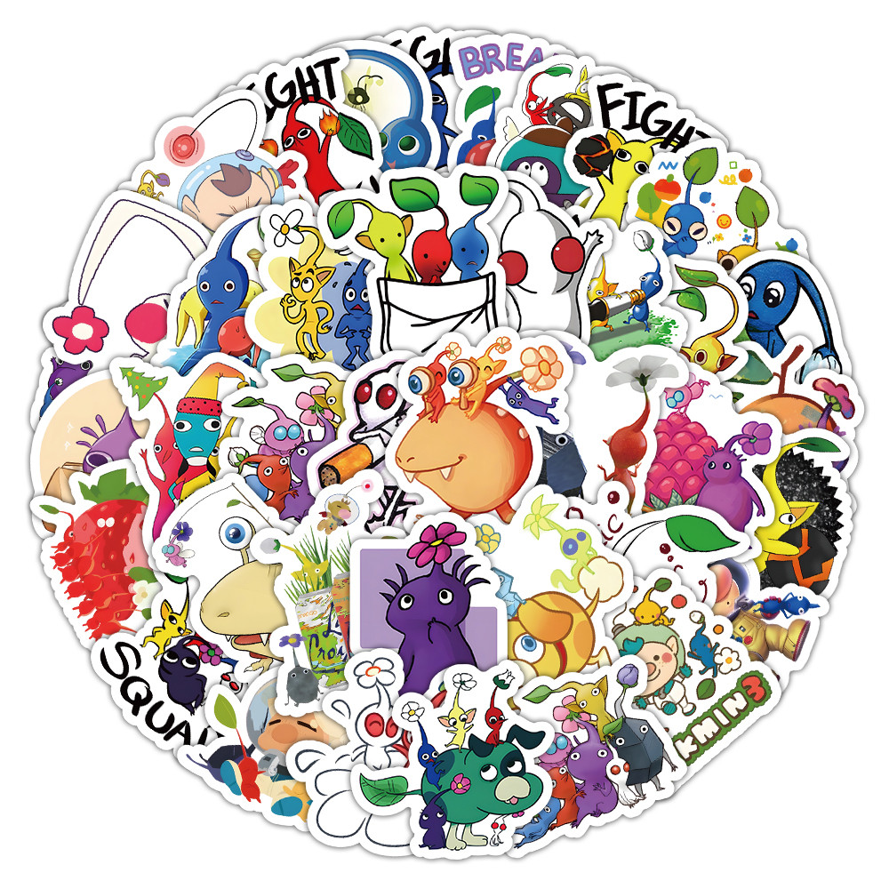 Laptop Accessories Diy - Autocollants de gribouillage Pikmin plante mignonne,
