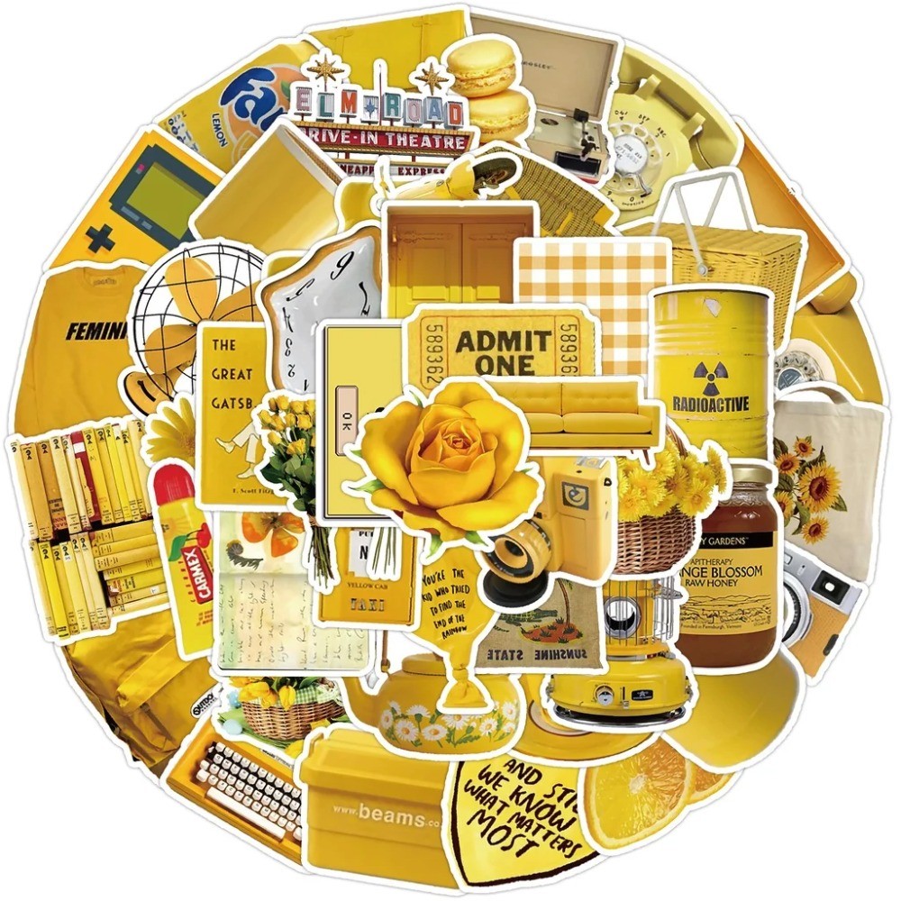 50 autocollants esthétiques ja - Yellow Laptop Accessories avis et prix