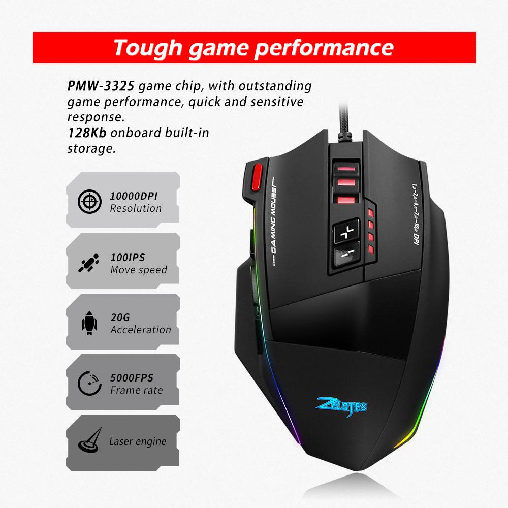 Souris filaire ZELOTES C13, 10 - Laptop Accessories Rgb avis et prix